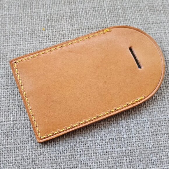 Louis Vuitton Name Tag Tan Genuine Leather Luggage Tag LV Tag Made in France aut - Picture 7 of 8